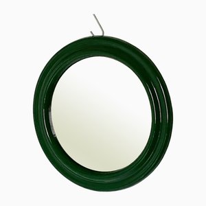 Espejo italiano vintage con marco de cerámica verde, años 70