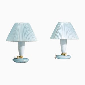 Lampade da comodino Mid-Century moderne blu, Italia, anni '50, set di 2