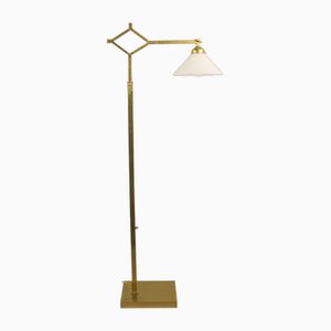 Brass Extendable Floor Lamp with Adjustable Shade, Germany, 1940s