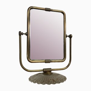 Italian Murano Glass and Brass Photo Frame and Table Mirror by Barovier and Toso, 1950s