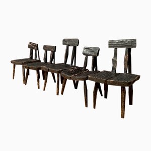 Brutalist Chairs, France, 1960s, Set of 5