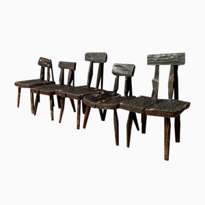 Chaises Brutalistes, France, 1960s, Set de 5