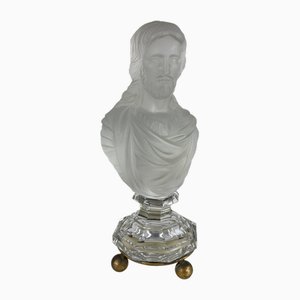 Jesus Christ Bust in Molded Glass from Baccarat, 1940s