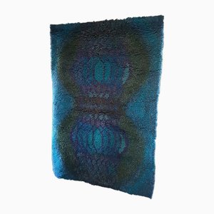 Finnish Blue Wool Kistika Tapestry Rug by Terttu Tomero, 1960s