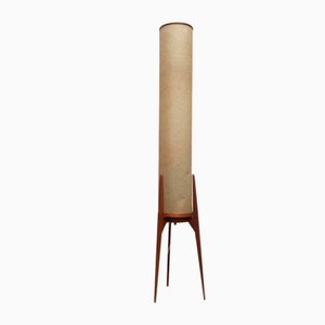Lámpara de pie Rocket con trípode Mid-Century de teca, años 60