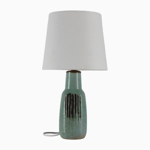 Danish Stoneware Table Lamp in Matte Salt Green Glaze by Eva Stæhr-Nielsen for Saxbo, 1960s