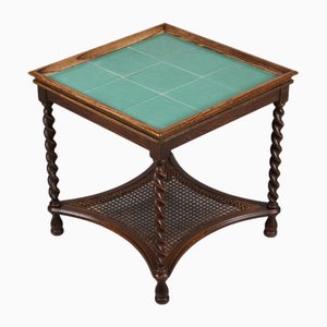 Danish Art Deco Side Table with Jade Green Tiles