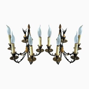 Lampade da parete Empire bicolore in bronzo, set di 2