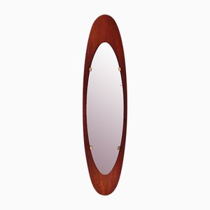 Large Oval Mirror in Curved Wood by Campo e Graffi for Stilcasa, Italy, 1950s