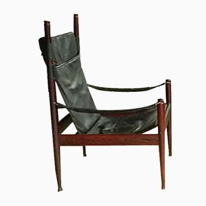 Dänischer Safari Sessel aus Leder mit hoher Rückenlehne von Erik Wørts für Niels Eilersen, 1960er