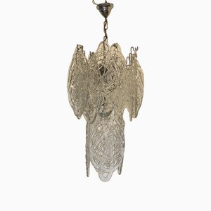 Lámpara de araña de cristal de Murano y acero, años 70