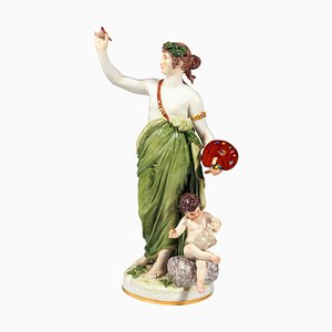 Large The Painting Allegory Figurine attributed to Johann Christian Hirt for Meissen, 1885