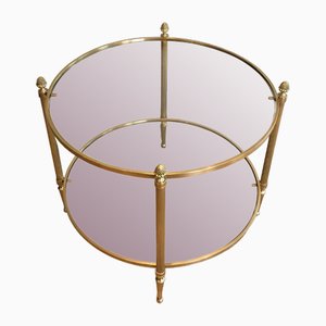 Small Round Brass Coffee Table from Maison Baguès, 1940s