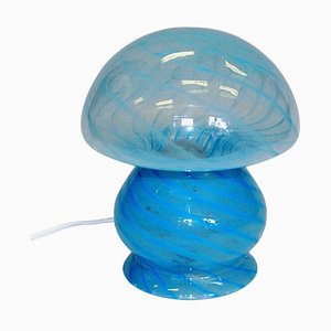 Skandinavische Tischlampe aus Blauem Pilzglas, 1970er