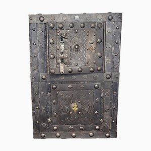 18th Century Italian Wrought Iron Hobnail Safe or Strong Box