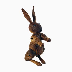 Vintage Scandinavian Oak Rabbit attribué à Kay Bojesen, Danemark, 1950