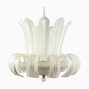 Tommaso Buzzi zugeschriebene Art Deco Deckenlampe aus Muranoglas für Venini, 1940er