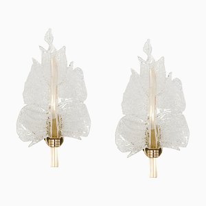 Large Murano Glass Wall Sconce attributed to Barovier & Toso, Italy, 1970s, Set of 2
