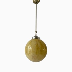 Lámpara excepcional Art Déco de vidrio esférico, años 40