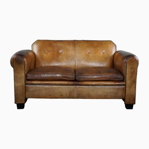 Brown Leather 2-Seater Sofa by Bart Van Bekhoven