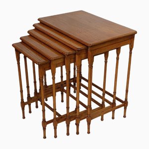 Tavoli ad incastro edoardiano in legno satinato, set di 5