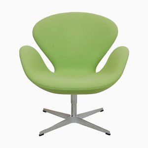 Swan Chair in Green Fabric from Arne Jacobsen
