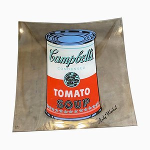 Quadratische Campbell Soup Vide Poche aus Glas von Andy Warhol für Rosenthal, 1990er