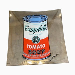 Vide-Poche Campbell Soup en Verre Carré par Andy Warhol pour Rosenthal, 1990s