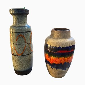 Mid-Century Modern Fat Lava Ceramic German Vases from Scheurich, 1970s, Set of 2
