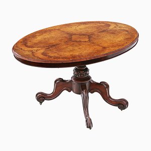 Large 19th Century Victorian Burr Walnut Oval Loo Breakfast Table Tilt Top