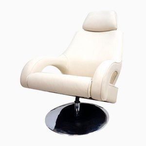 Real Leather Swivel Armchair