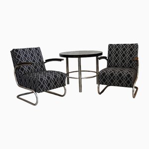 Poltrone cantilevers in tubo d'acciaio di Mücke Melder, set di 3
