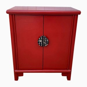Red Storage Unit with Two Wooden Doors in Chinese Style, 1950
