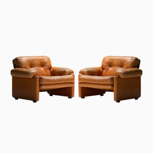 Chaises Coronado en Cuir Cognac par Afra & Tobia Scarpa pour B&b Italia, Set de 2