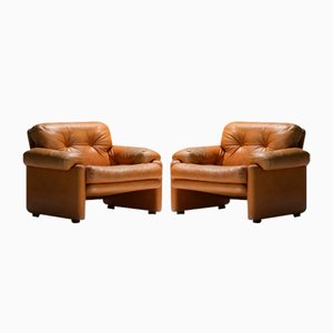 Coronado Chairs in Cognac Leather by Afra & Tobia Scarpa for B&b Italia, Set of 2