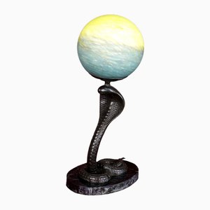 Vintage Cobra Table Lamp with Color Glass Ball, 1960s