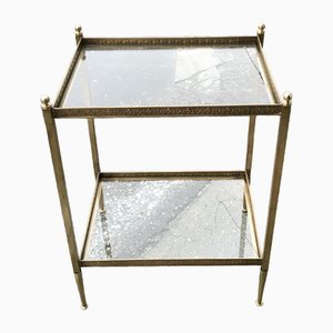 Hollywood Regency Style Brass and Glass Two-Tier Side Table, 1960s