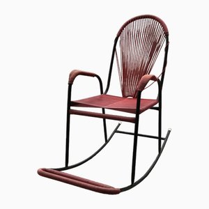 Vintage Plastic and String Rocking Chair, 1960s