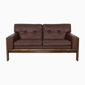 Danish Sofa in Leather and Rosewood by H. W. Klein for Bramin, 1970s