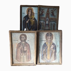 Madonna col Bambino, inizio XIX secolo, Dipinti ad olio su tela, con cornice, set di 4