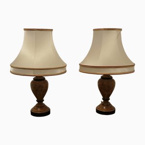 Turned Wooden Table Lamps, 1970s, Set of 2