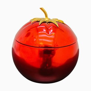 French Anodised Aluminium Red Tomato Ice Bucket, 1970s