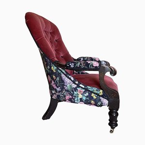 Victorian Nursing Chair with Floral Velvet