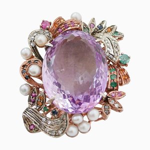 Amethyst, Pearls, Stones, Rubies, Emeralds, Sapphires and Diamonds Ring