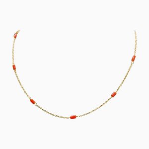 Coral and 18 Karat Yellow Gold Necklace