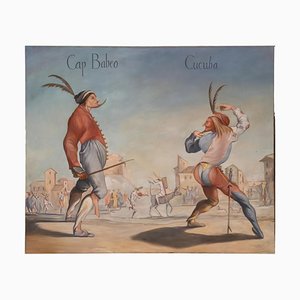 After Jacques Callot, Comedia Dell'Arte Scene with Cucuba Teasing Captain Babeo, Canvas Painting