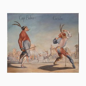 Da Jacques Callot, Commedia Dell'Arte Scena con Cucuba che stuzzica il capitano Babeo, Quadro su tela