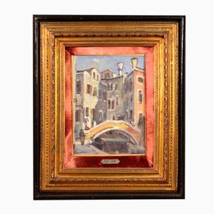 Artiste Italien, Maison de Carlo Goldoni à Venise, 1940, Huile sur Panneau, Encadrée