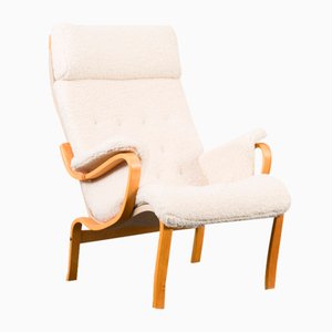 Danish Parnilla Lounge Chair in Boucle Fabric by Bruno Mathsson, 1970s