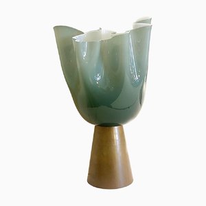 Lámpara de mesa estilo Murano en verde lechoso de Simoeng
